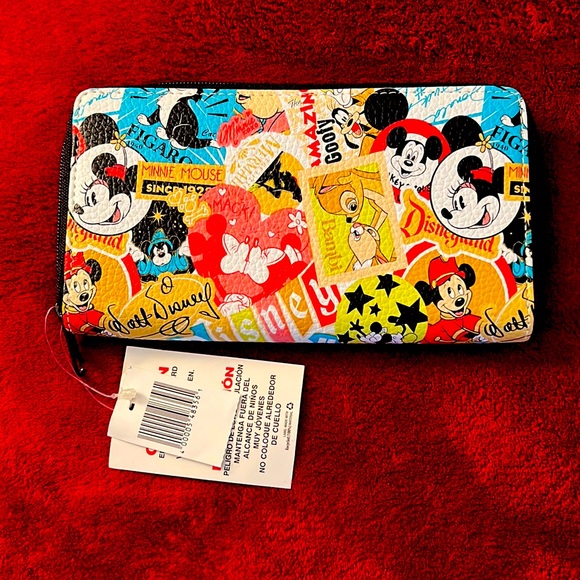 Disney Handbags - Disney Parks Classic Collage Zip Around Wallet Bambi Goofy Mickey Minnie Ariel
